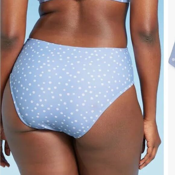 NWT Xhilaration Large Blue White Polka Dot Bathing Suit Bottom - Picture 2 of 10
